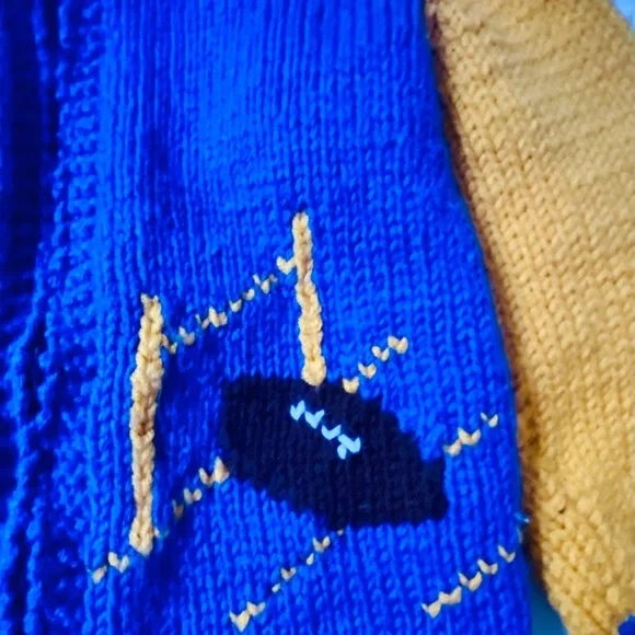 HAND Knit 🧶 WV Jacket/Coat Let’s go mountaineers 💙💛!! - Picture 2 of 7